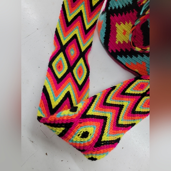 Hippie Boho Hobo Crossbody Bag Wayuu Mochila Tribal - Picture 9 of 11